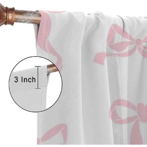 Pink Bow & Coquette Curta - Romantic Flair for Girls Bedroom & Kids Room, 42x45 Inches (2 Panels)