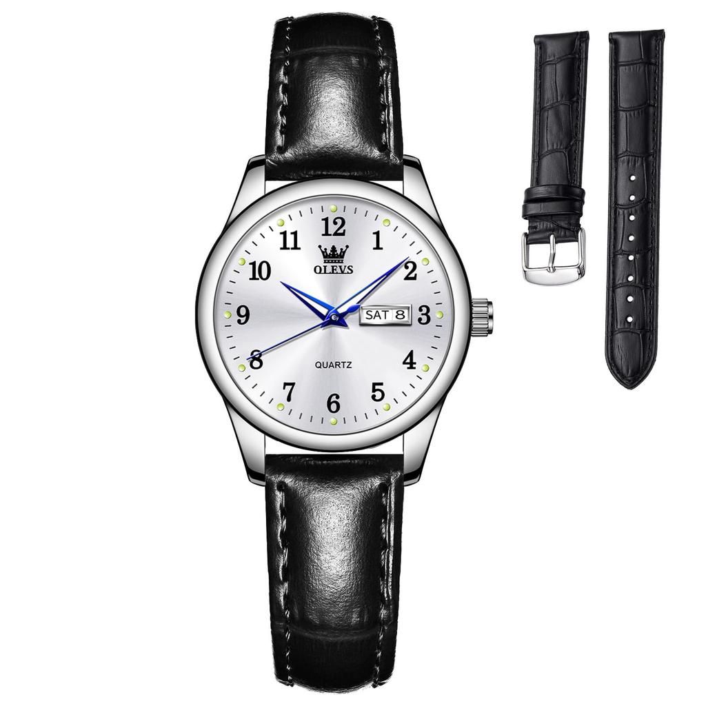 OLEVS Popular Arm Quartz Stylish Silver Cute Leather Silver Watch for Luminous Easy To Silver Watch Watch, Waterproof, Ladies, Women's Watch, Watch,