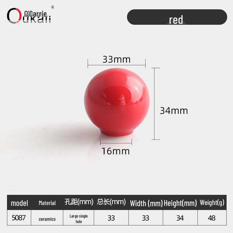 Красочная керамическая ручка для шкафов и ящиков - Круглая, одно отверстие