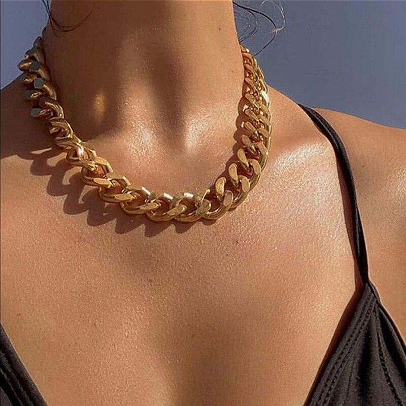 iF ME Fashion Baroque Chain Necklace Women Collar Wedding Punk Toggle Clasp Circle Lariat Bead Choker Necklaces Jewelry