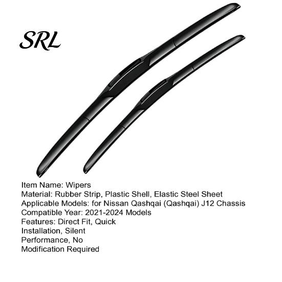 Car Front Window Cleaning Blades 2Pcs Wiper Set for Nissan Qashqai J12 2021-2024, 17/26 26 Inch And 17 Wipers, Beamless Quiet Direct Fit Full