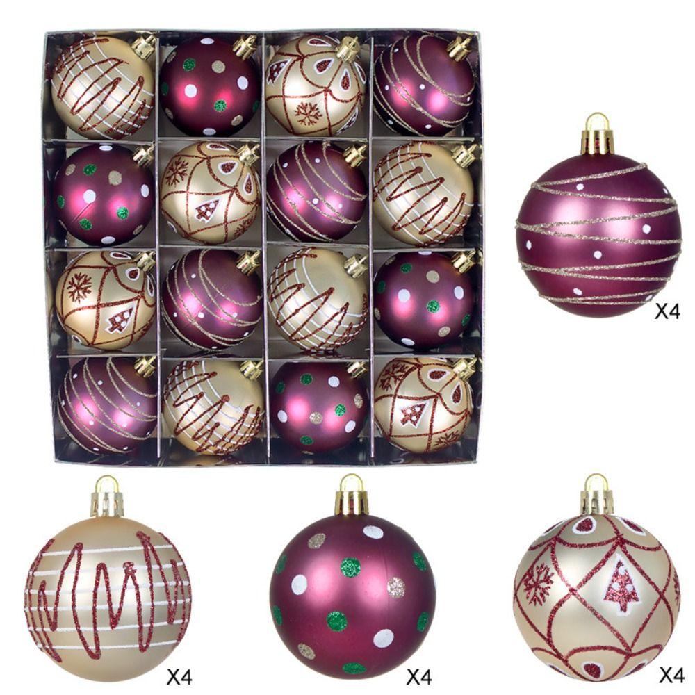 16PCS Plastic Christmas Ball Set 6cm Suspensable Decorative Christmas Tree Balls Multicolor Xmas Ornament Ball Storefront