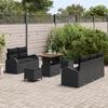Ensemble de 8 canapés de jardin noir avec coussins en poly rotin et acacia 3364289