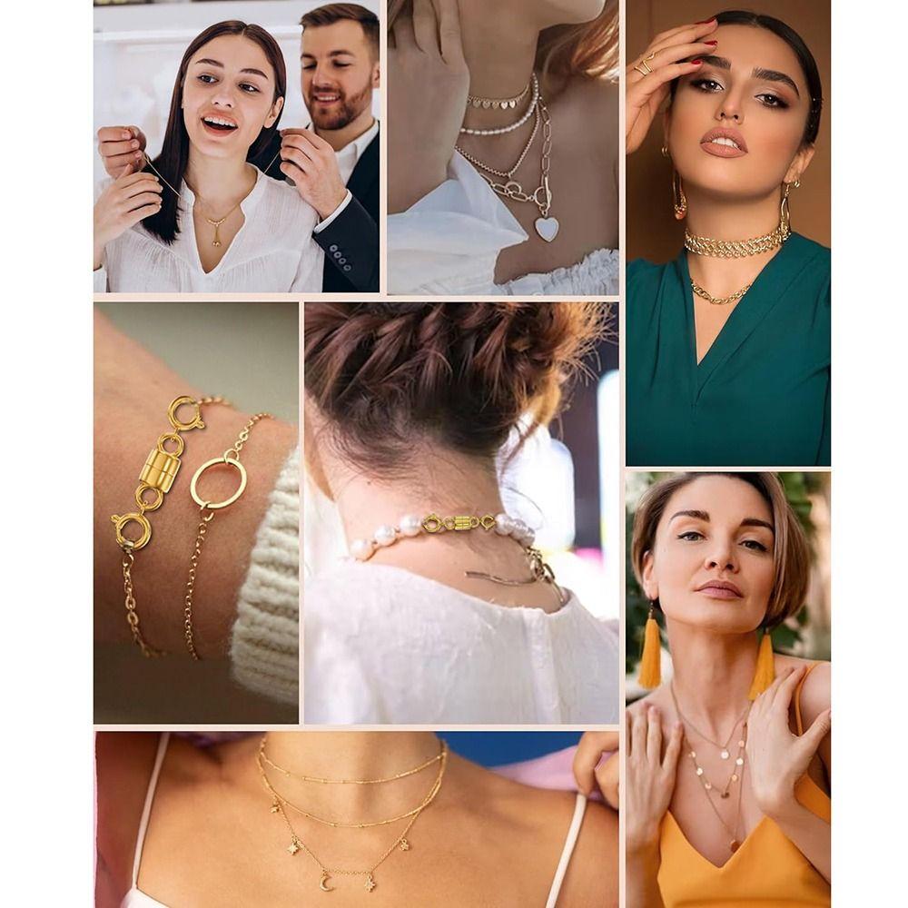 8Pcs DIY Jewelry Double Magnetic Necklace Clasps Jewelry Clasps Converters Beads Chain