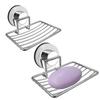 Kitchen Bathroom Soap Dish Tray Water Draining Holder Suction Cup Rack Shelf