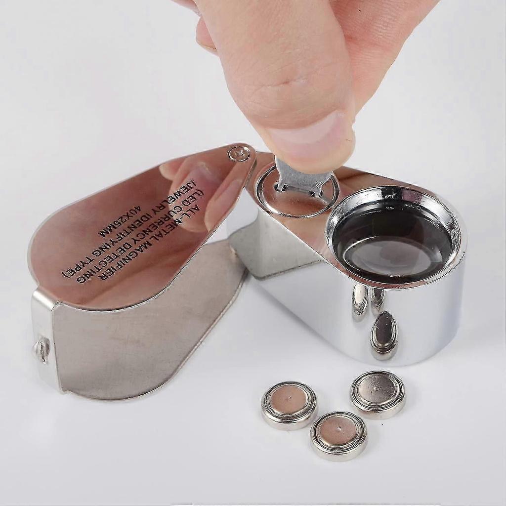 40x Magnification Metal Folding Loupe With Led & Uv Light Magnifier