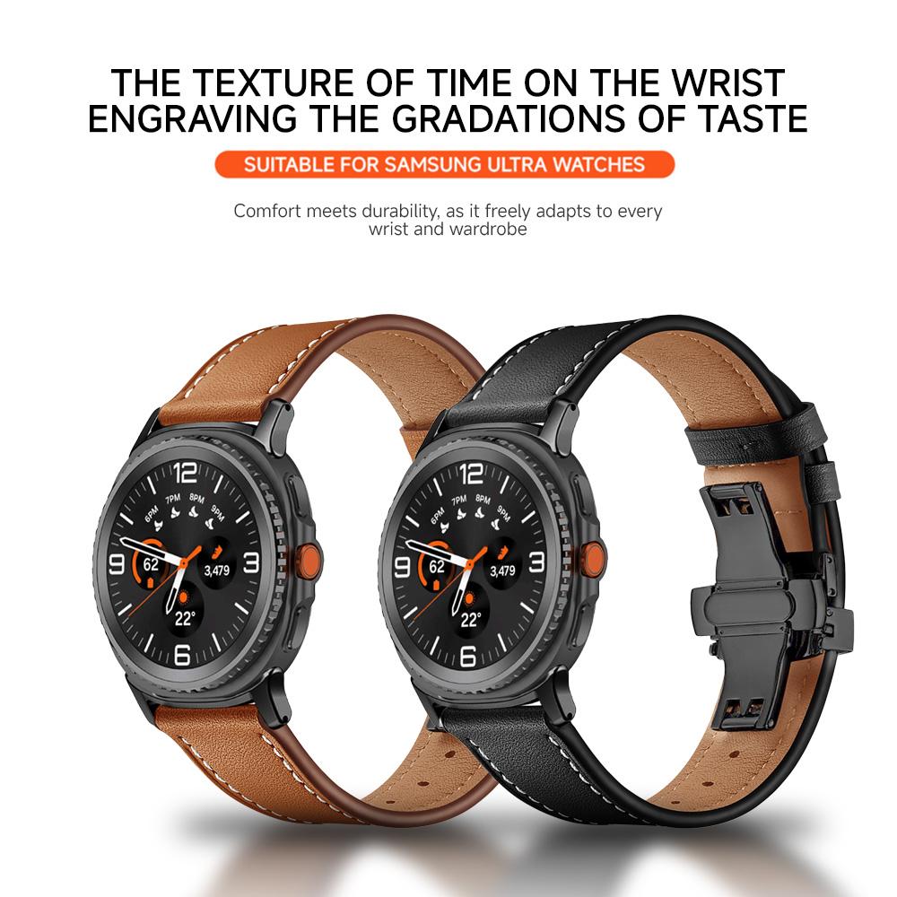 Кожаный ремешок для Samsung galaxy watch 8 40 44мм /8 classic 46мм Бизнес-ремешок для galaxy ultra 2025/7 47мм Браслет для смарт-часов