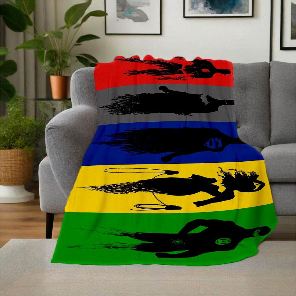 DC Superhero Silhouette Rainbow Flag Print PosterBlanket Flannel Throw Blanket for Sofa, Bed, Travel, Camping, Office, Couch, Chair