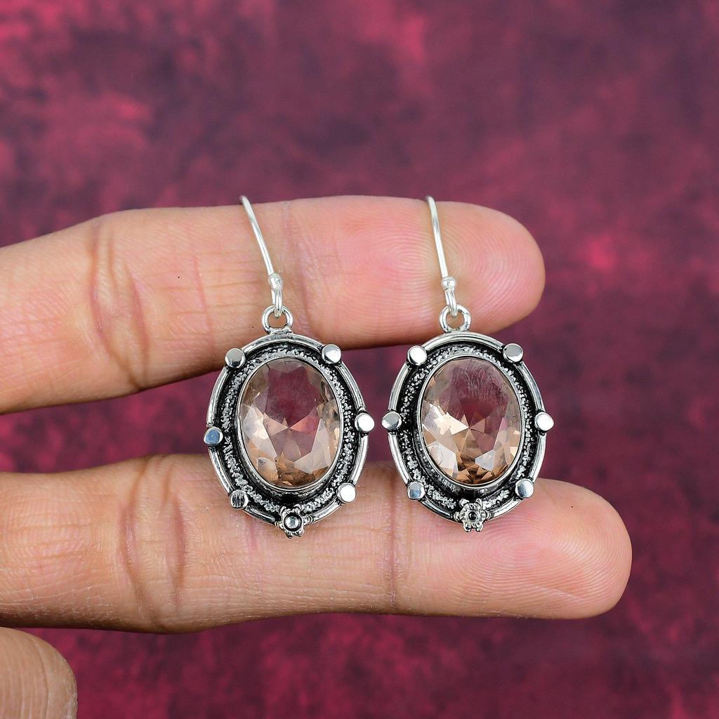 Серьги с морганитом, драгоценные камни ручной работы, 925 пробы, серьги из стерлингового серебра, антикварные украшения, для подарка на помолвку