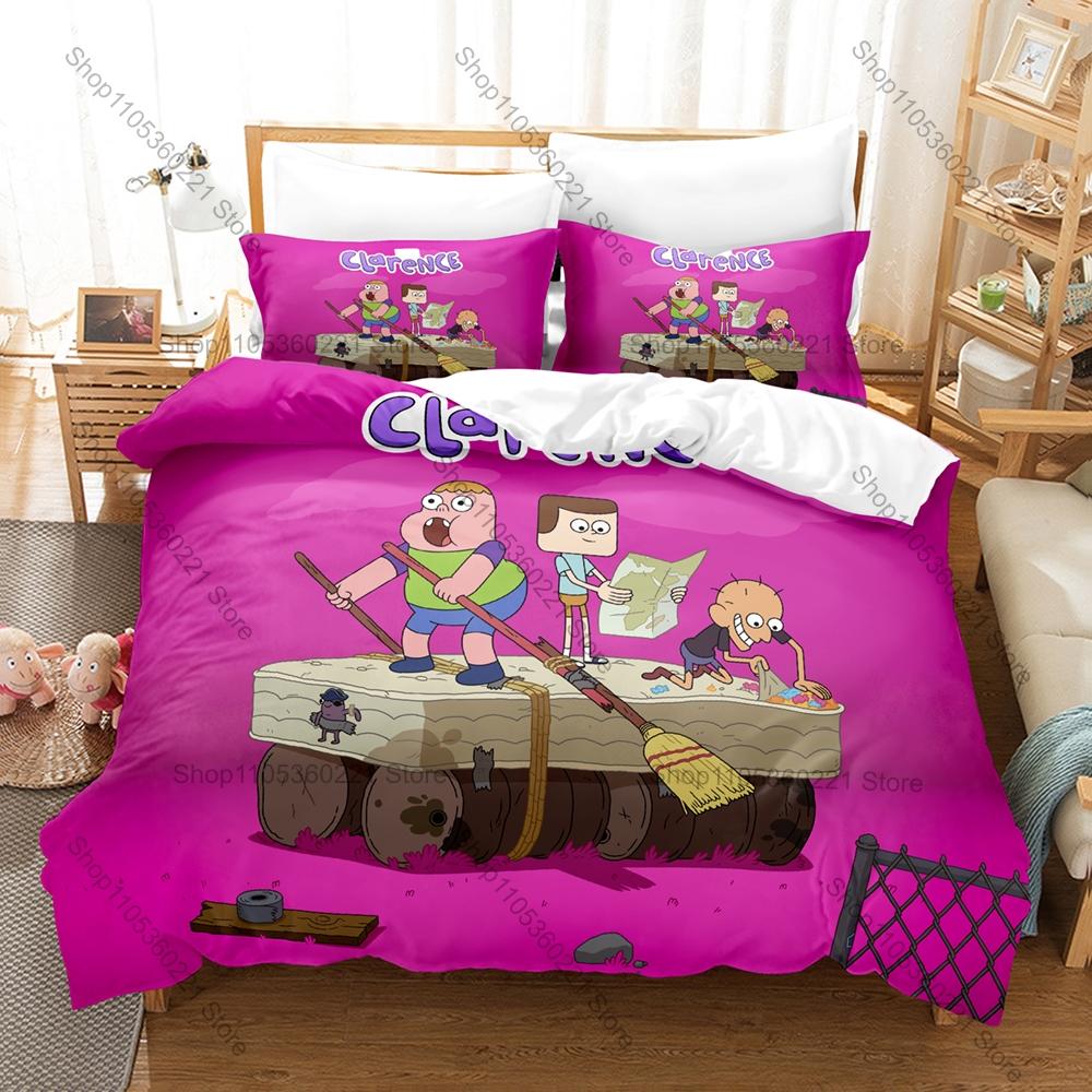 Sumo Clarence Jeff Retro Cartoon Typography Duvet Cover Set 3PCS Bedding With 2 Pillowcases Slice Of Life Text Art Home Decor