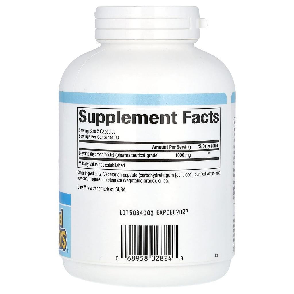 L-Lysine, 500Mg, 180 Veggie Capsules