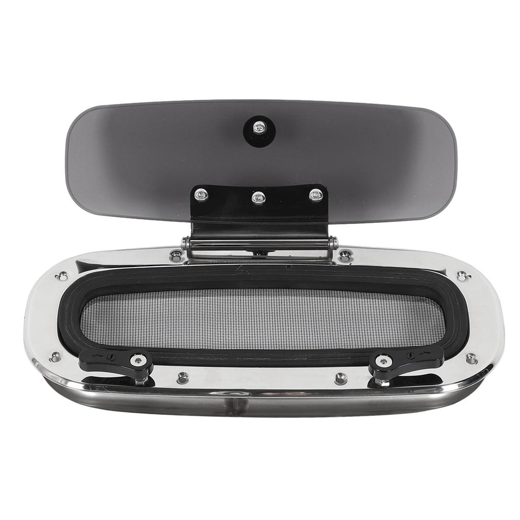 Иллюминатор для лодки 345x150мм   13.58x6дюйм Внутреннее открывание Защита от УФ-лучей Нержавеющая сталь Люк Иллюминатор с сеткой и