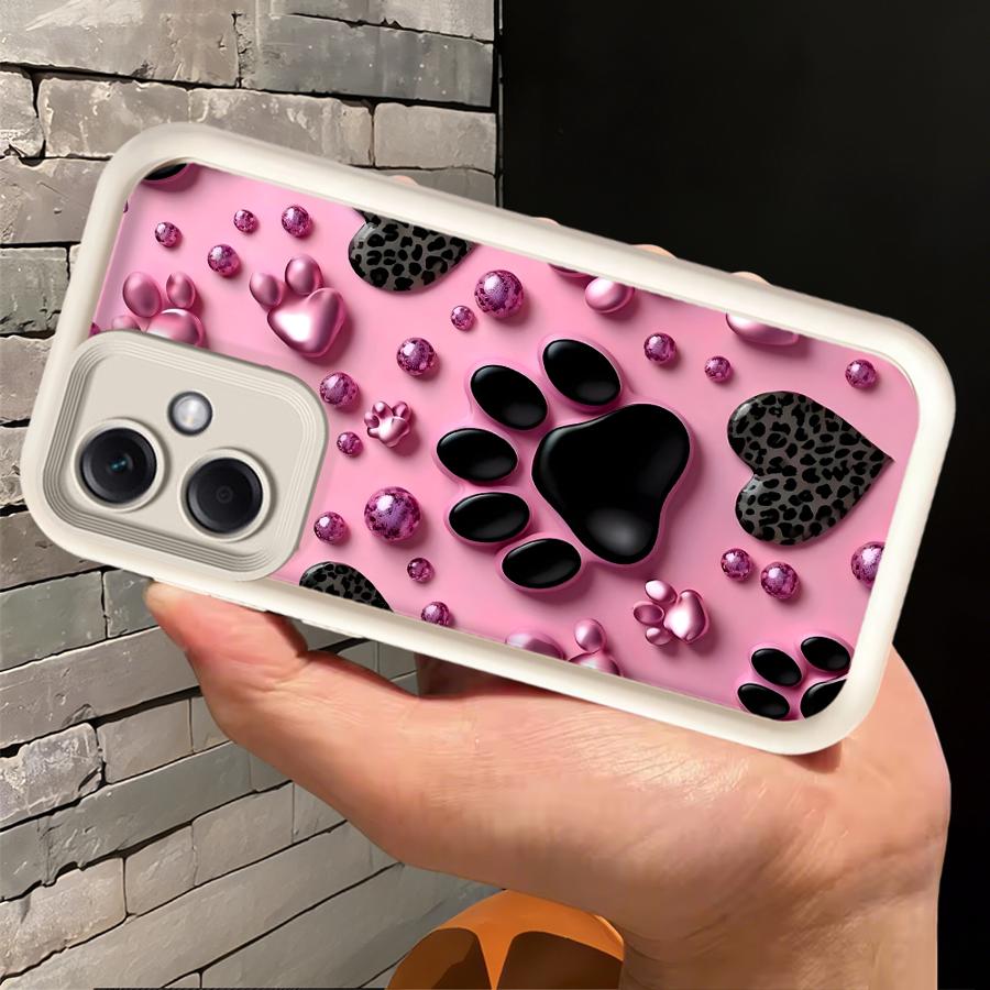 Pink Pet Paw Print Pattern Case for Xiaomi Poco F8 C50 X3 Pro C51 X3 NFC C61 Phone Cover