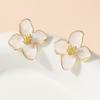 Eco-Friendly Alloy Retro French Four-Petal Flower Stud Earrings - Exquisite High-End Jewelry