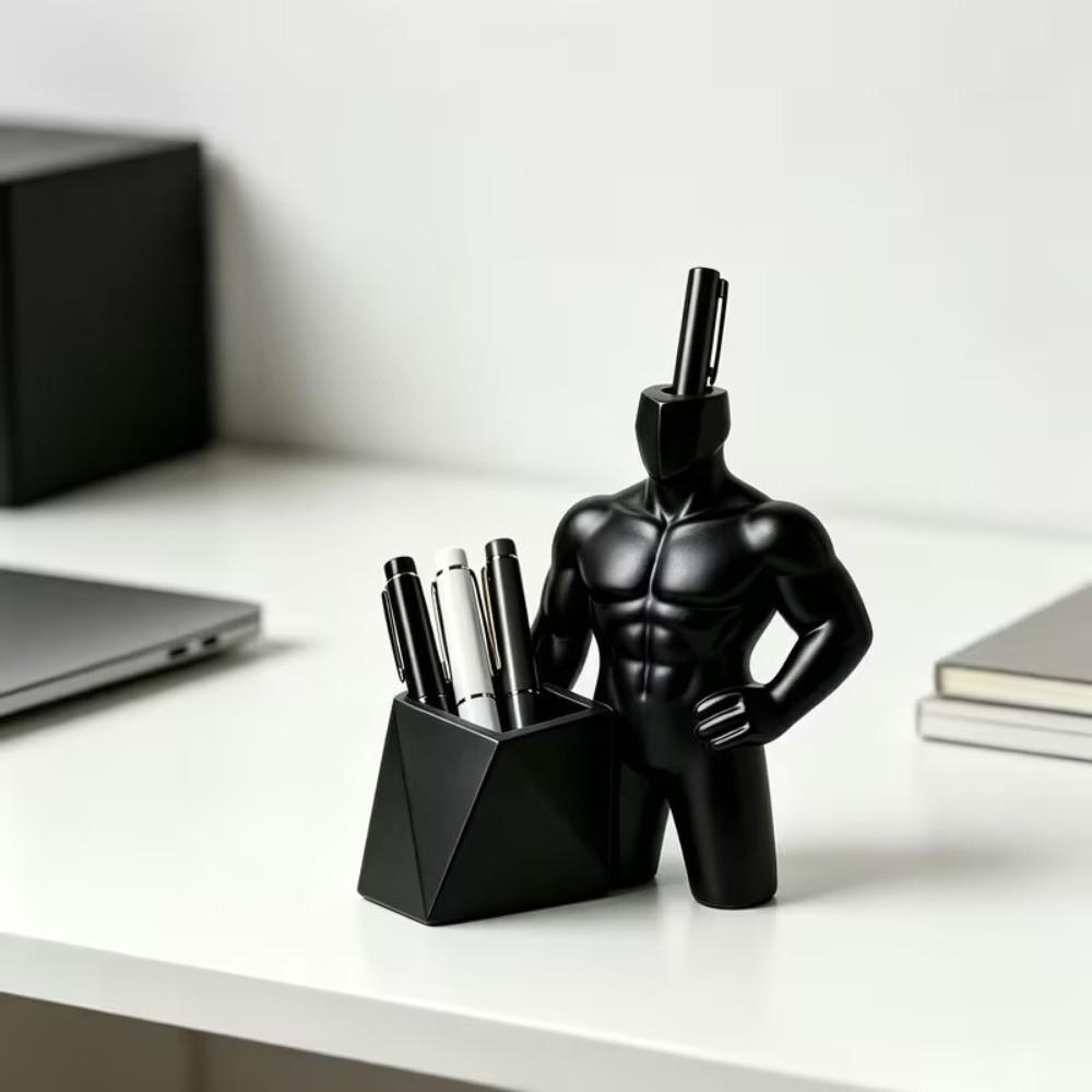 3D Printed Figurine Pen Holder Ornaments Storage Box Personality Muscular Male Figurine Office