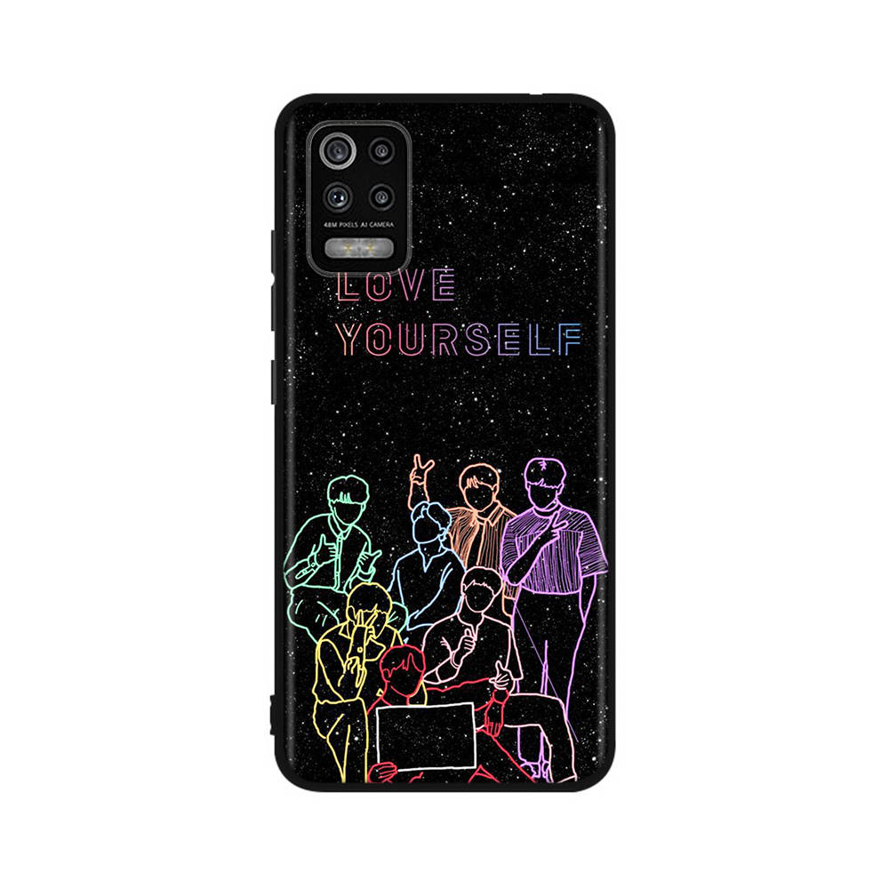 Чехол BT2 Bangtan Boys Love Yourself для iPhone 16 15 Plus 14 13 12 11 Pro 8 7 6S 6 SE 5S X XR XS Max Realme C30 C33 C31 9I Huawei P30 черный мягкий чехол