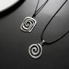 Vintage Spiral Vortex Pendant Hand-Woven Leather Rope Necklace For Women Unisex Boho Swirl Choker Necklace  Jewelry