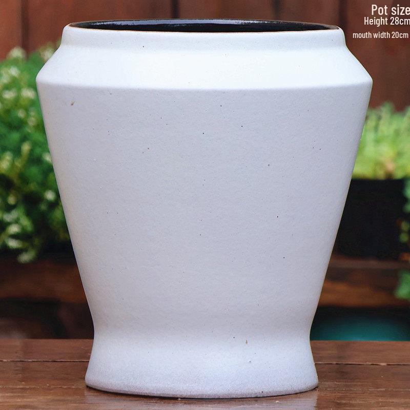 Керамический Цветочный Горшок в Скандинавском Стиле, Ручная Работа - Белый, С Широким Горлышком для Бугенвиллии и Стрелиции, Декор для Дома.