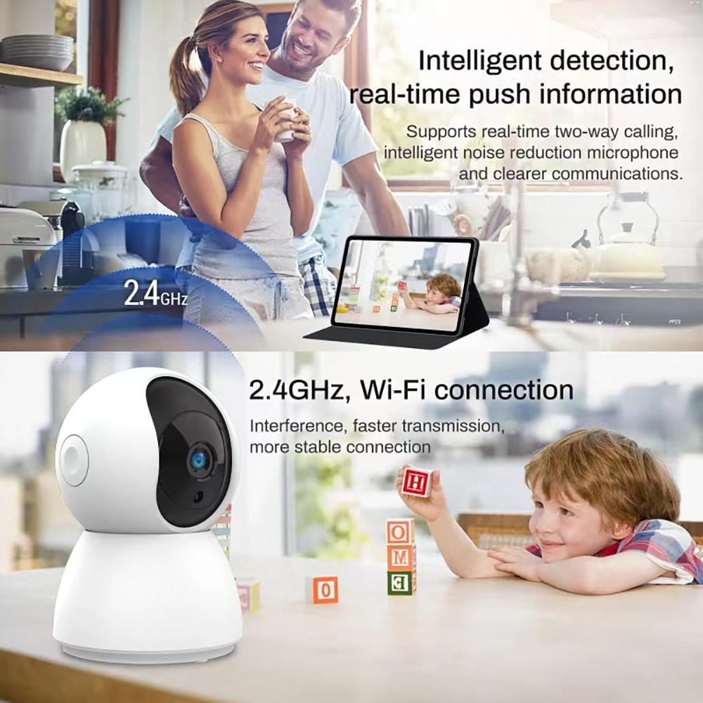 TALLPOWER C23 Indoor Surveillance Camera, Ultra HD 2K, 2.4GHz WiFi, Night Vision, Auto Tracking Infrared LED, 360° Pan & Tilt, Two-way Audio - 1Pc