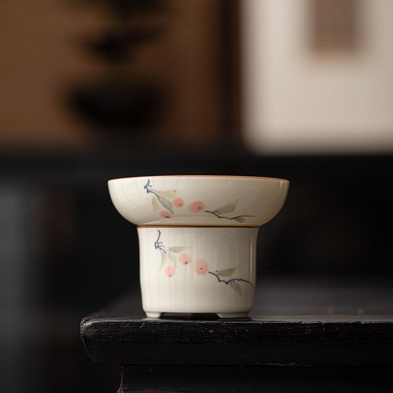 Фарфоровая расписанная вручную гайвань с крышкой, чаша с травой и деревом, серая, керамическая чаша для заваривания чая, простая чашка для чая в китайском стиле