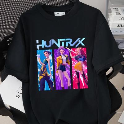 Лето 2026 Новинка K-pop Охотники на демонов Охотники Женская Мужская Парная Футболка с коротким рукавом с принтом для взрослых Свободный Топ