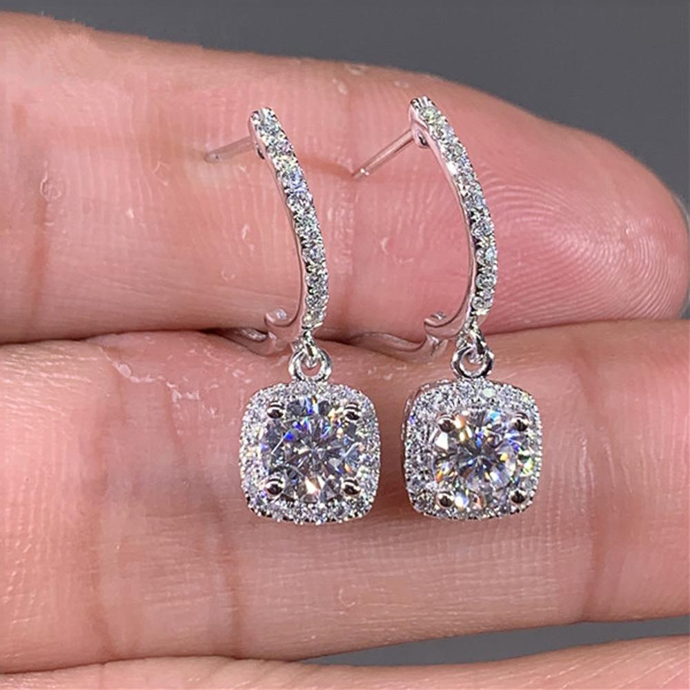 Luxury Trendy Square Shape Drop Earrings Brilliant Bridal Engagement Wedding Jewelry Elegant Female Dangle Earring Fine Gift