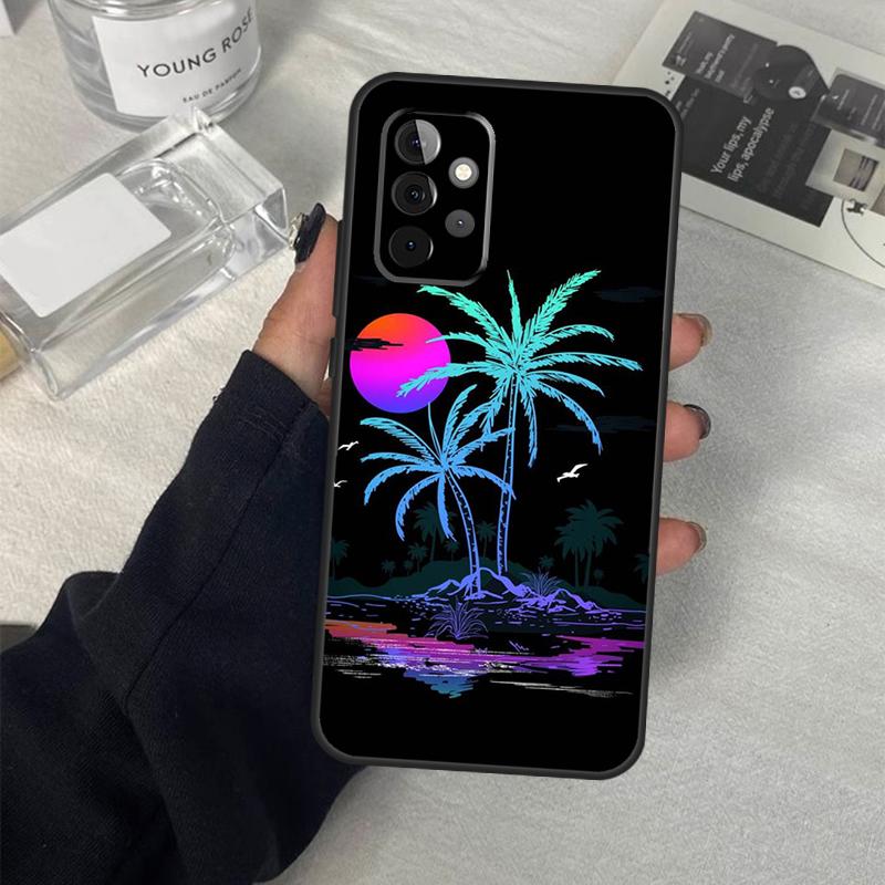 Ретровейв Неоновое Пальмовое Дерево Чехол Для Samsung Galaxy A54 A34 A14 A36 A56 A06 A13 A53 A32 A12 A22 A52 A35 A17 A16 A55 A15