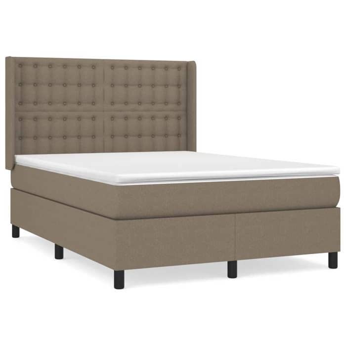 Maison Exclusive - Sommier à lattes de lit avec matelas Taupe 140x190 cm Tissu