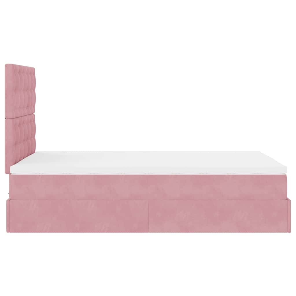 Ottoman Bed with Mattress Pink 120x200 cm Velvet