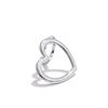 Yhpup Minimalist Stainless Steel Heart Geometric Hollow Ring Smooth Metal Creative Charm Finger Jewelry Bijoux Femme