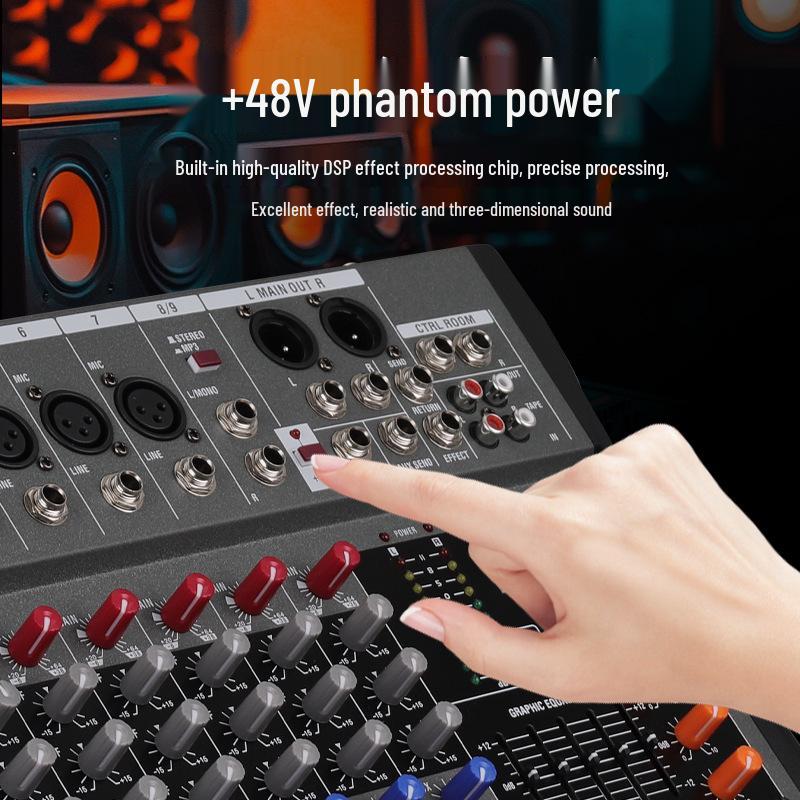 CT80S 12-канальный USB-аудиомикшер Bluetooth с реверберацией для DJ и сценических выступлений