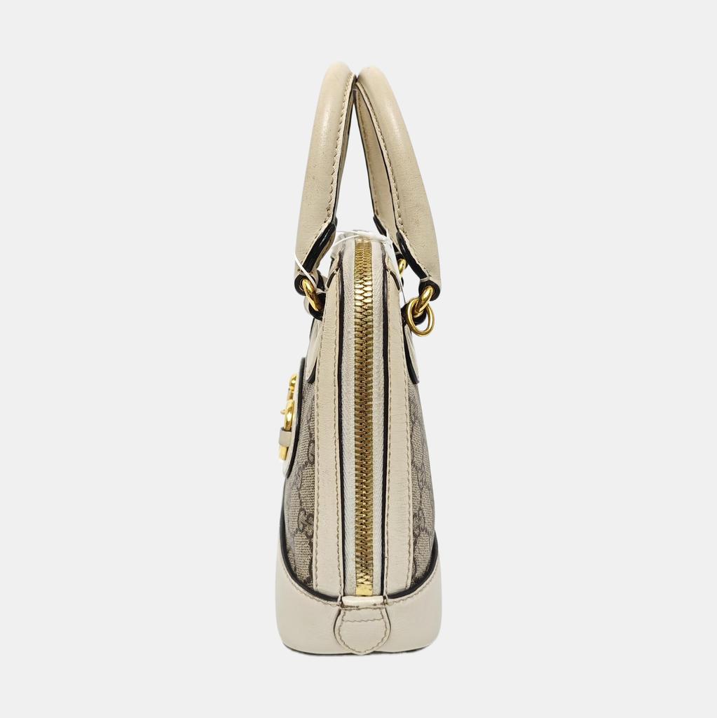 [Pre-Owned] Gucci Horsebit 1955 Mini Top Handle Bag 'GG Supreme/White' - Fair #1BSHVTV