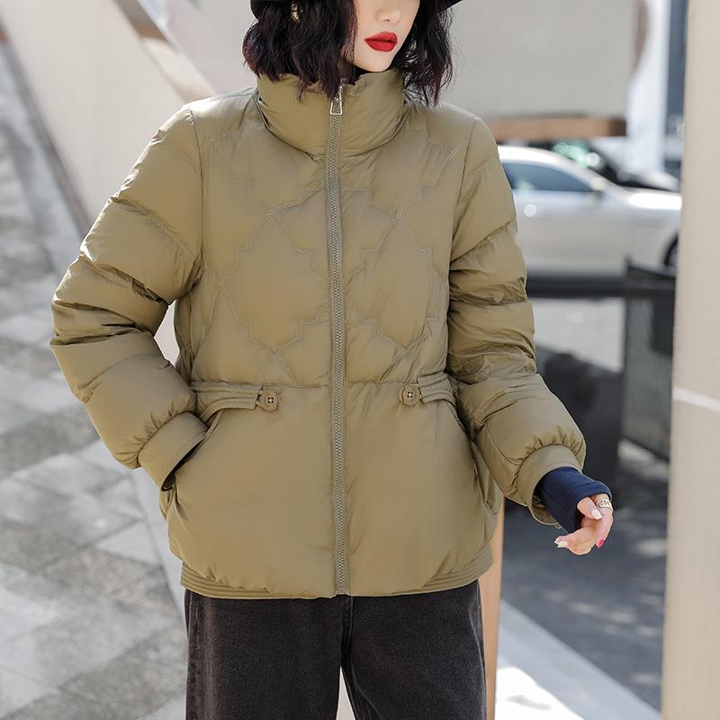 Пуховик женский короткий стиль 2024 новый зимний воротник стойка теплый белый утиный пух