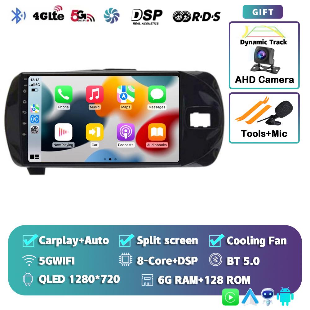 Android 14 Carplay для Toyota Vitz 3 XP130 2014 2015 2016 2017 2018 2019 Автомобильный радиоприемник Мультимедиа Видеоплеер Навигация GPS Стерео