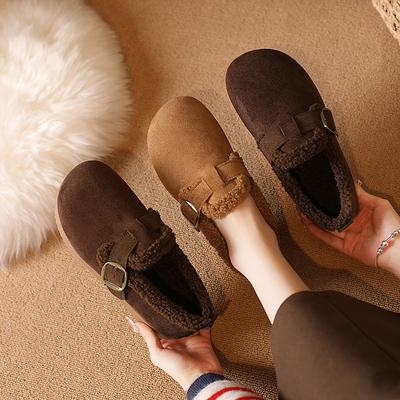 Женские легкие зимние утепленные флисовой подкладкой сноубутсы на массивном каблуке, нескользящие, повседневные, спортивные, из замши и хлопка, ботинки в стиле «бин»