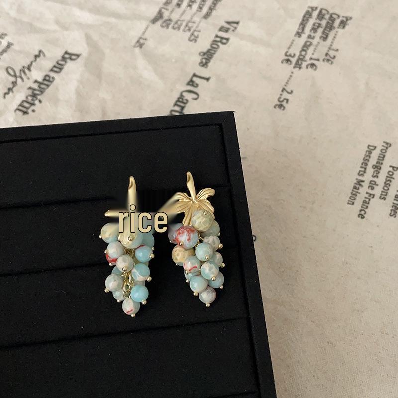 Французские ретро серьги-пусеты с виноградными бусинами: Роскошный, Модный и Универсальный для Женщин