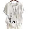 Women's Cotton Casual Tee with Round Neck Tshirt- Panda Printed Short Sleeves Tops