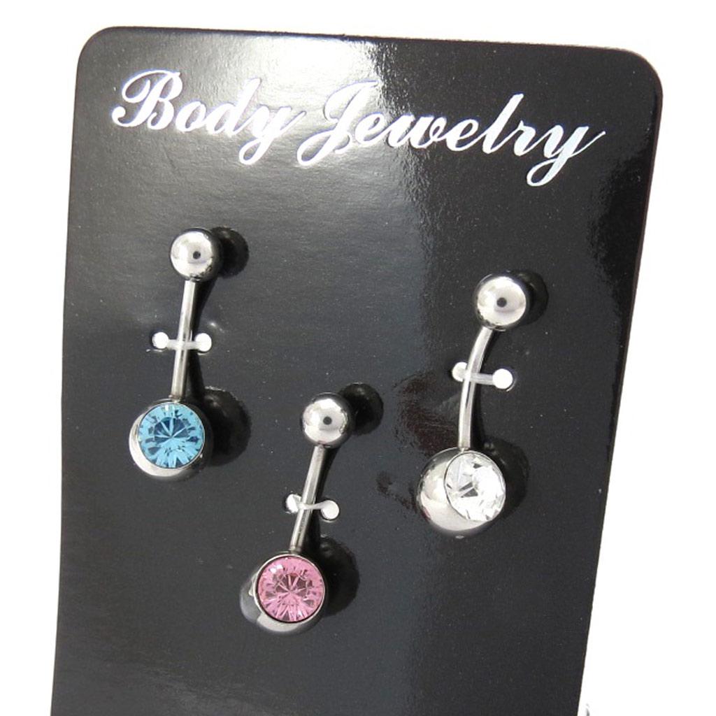 Les Trésors De Lily [K0264] - Набор из 3 пирсингов «Стразы» синий розовый белый