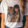 Graphic Asian Girl Tiger Tee, Asian Style Tiger T-Shirt, Japanese Tiger Tee, Unisex Tiger Print Shirt, Tiger Graphic Tee, Short Sleeve Tiger