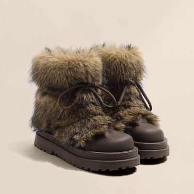 Зимний обогреватель~ Мао Мао нескользящие зимние ботинки женские 2025 осень и зима утолщенные плюшевые туфли на платформе из хлопка с большим носком короткие ботинки