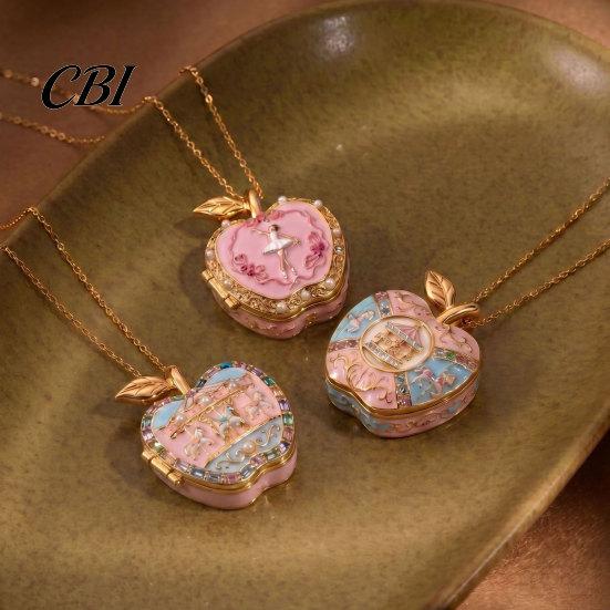 Delicate Pendant Jewelry Openable Fruit Charm Necklace, Treasure Box with Mini Non-fading Electroplated Figurine Inside, Elegant Necklace Gift
