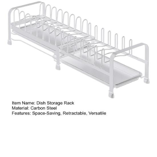 Pull Out Dish Storage Rack Carbon Steel Plate Drain Stand Holder Kitchen Drawer Organizer for Dishes Lids Cutting Boards