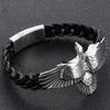 Мужской кожаный браслет в форме орла в стиле панк, однотонный мужской ювелирный аксессуар из нержавеющей стали с магнитной застежкой с гравировкой