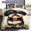 Dog&Bone Pattern Bedding Quilt Set Quilt Cover Pillowcase Home Decoration Birthday Gift (1 * duvet cover + 2 * pillowcase, without core)