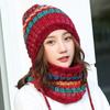 WTEMPO Комплект шапок и шарфов для женщин, осень-зима, симпатичные шерстяные шапки с шарфами, утолщенные, устойчивые к холоду, теплые шапки, вязаные шапки для защиты ушей, шарфы