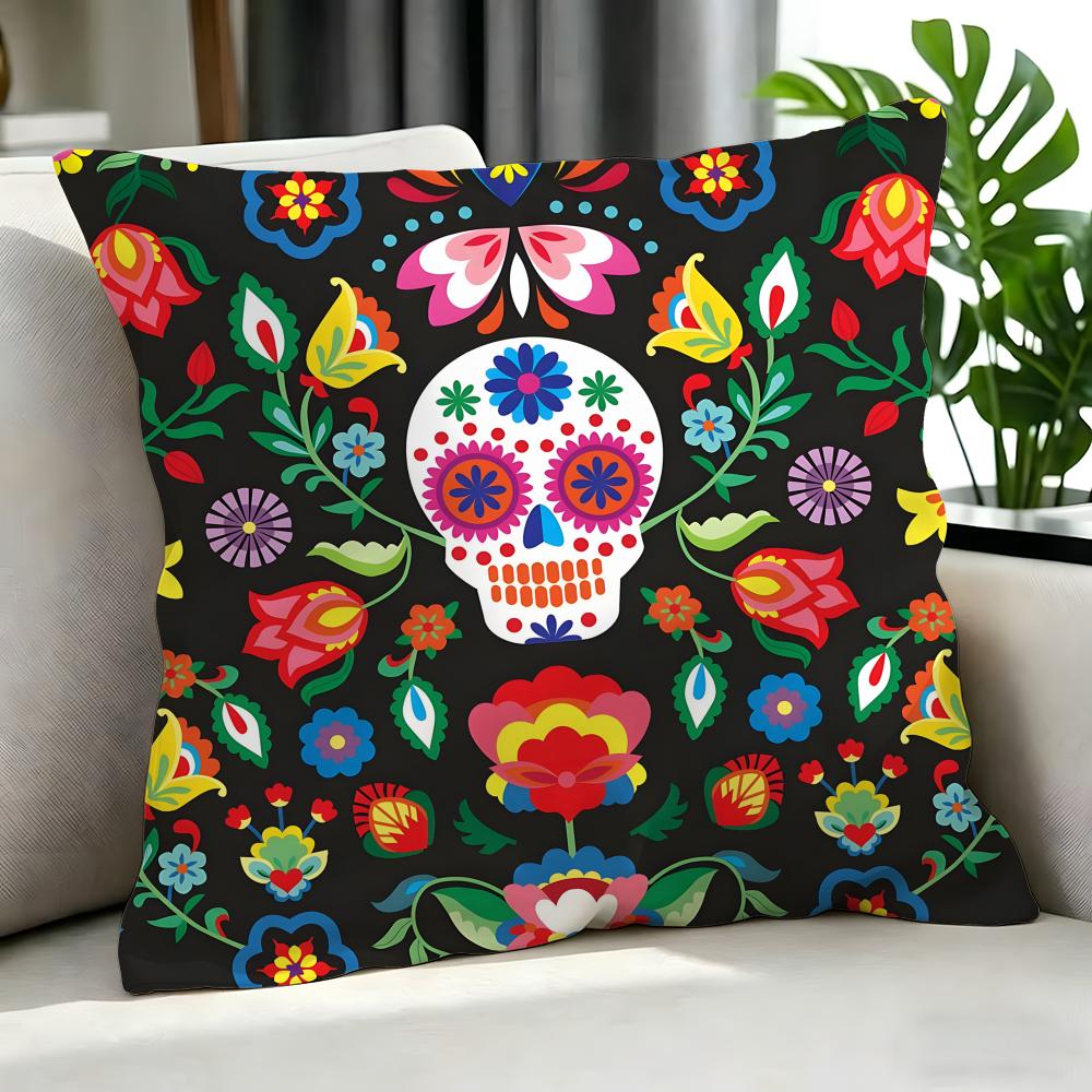 Art DDia De Muertos design arting Cushion Cover Cushion Cover Set Pcs x x x Pillowcase Decorative Sofa Home Decor