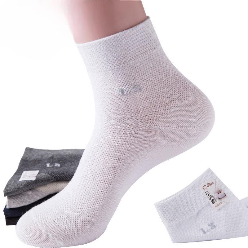 5 Pairs of Men's Summer Thin Cotton Mesh Breathable and Sweat Absorbing Tube Socks