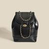 Fashion Women Leather Backpack Oil Wax Pu Leather Knapsack Mini Rucksack Chain Bucket Shoulder Bag
