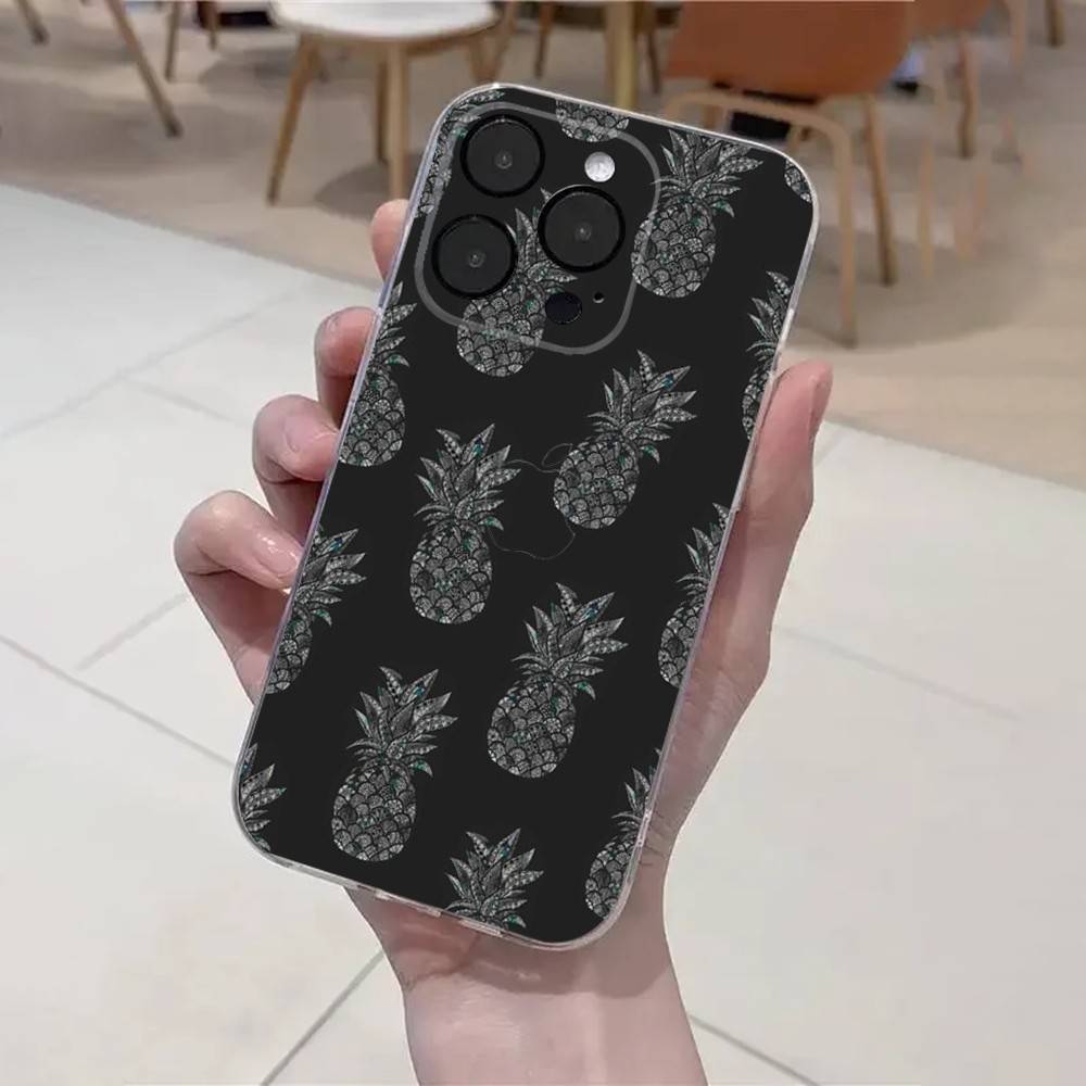 Fruit Pineapple Phone Case For iPhone 16,15,14,13,12,11 Plus,Pro,Max,XR,XS,X,7,8 Plus,SE,Mini Transparent Soft Cover