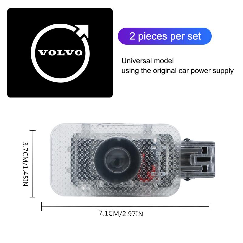 AABBC1 2Pcs LED Welcome Lights Car Door Emblem Projector Lamps Sticker For Volvo XC90 V90 V60 XC60 V40 EC40 EX40 S80 S60 S90 C40 XC40